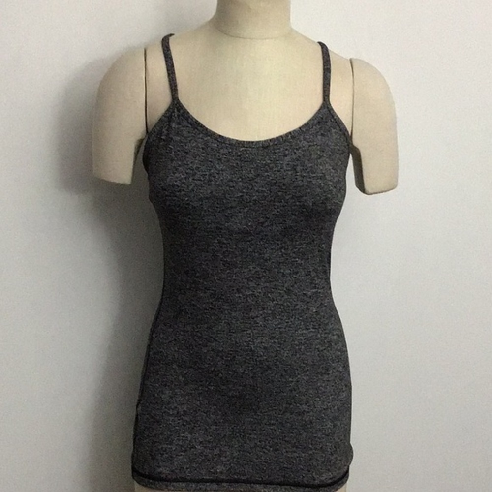 Lululemon Power Y Tank Heathered Black / White EUC Size 8